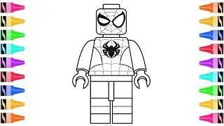 How to Draw LEGO Superheroes Spiderman | Kids Learn Colors