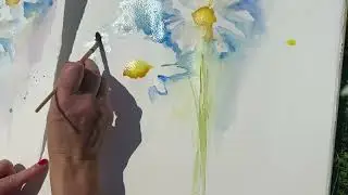 Painting loose daisies - Adding the background