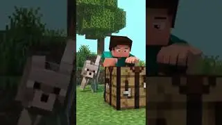 Minecraft Dog making fun on Steve.