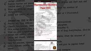 Pharmaceutical Chemistry paper 2023....D pharm 1st year... 