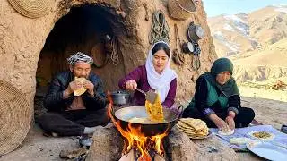 Traditional Afghan Village Cooking 🔥 | Making Crispy Bolani Over Fire in a Cave