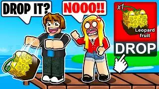 I Dropped MYTHICAL Fruits In The SEA To Troll SCAMMERS In Blox Fruits!
