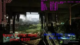 Crysis 3 Ryzen 1700 @ 4GHz vs Xeon E5 2670 @ 3.1GHz (gtx1070)