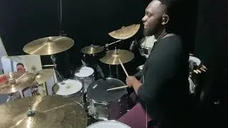 Emmanuel Bludo Sound checking for An Online Drum session