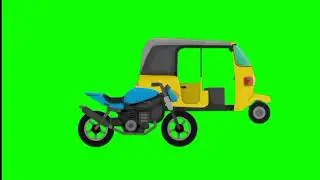 Auto and motorcycle on green screen cartoon no copyright
