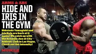 Hide Yamagishi and Iris Kyle train arms and abs