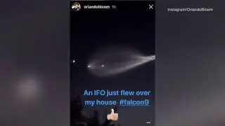 Celebrities capture Space X's dazzling light display over LA