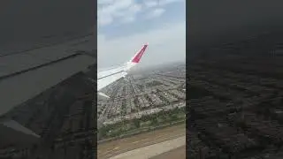 Fly Jinnah A320 wing view takeoff from Lahore to Sharjah Airport - 