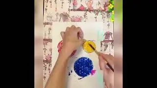 Как нарисовать одуванчики с помощью обёрточной пленки с шариками
