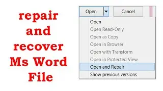 How To Fix  Repair a Corrupt Word Document | repair and recover MS word file | Ali IT BD