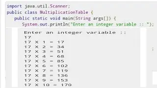 Multiplication Table In Java 