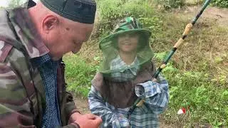 Рыбалка на речке в сибирской деревне