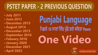 Pstet paper - 2 | Punjabi Language Poem Previous Year Question | Pstet 2024