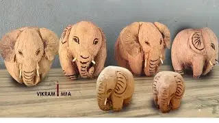 How to make a elephant carving from coconut handicrafts | home decore