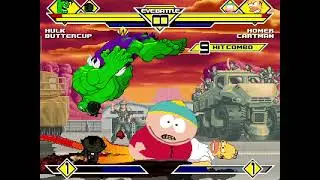 mugen hulk/buttercup vs homer/cartman