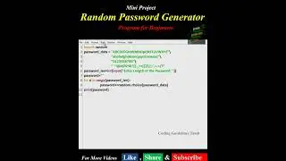 Random Password Generator | Mini Project | Python Program for beginners