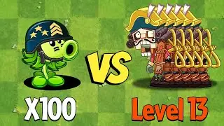 PVZ 2 Challenge - 100 Plants Max Level vs 5 Nutcracker Zombies Level 13