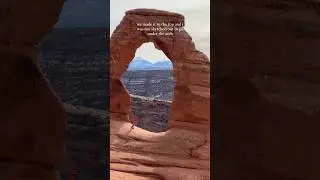 Delicate Arch Utah! The backside of the arch drops off the cliff 😅#travelfamily #utah #moabutah