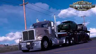 ATS - Car haulin' with the International 9900i | Zeemods CAT 3406B straight pipe | Great America Map