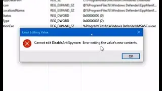 Error writing value's new contents on registry - Fixed |Registry| Error writing value's new contents