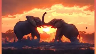 Epic Elephant Battle at Sunset!🐘