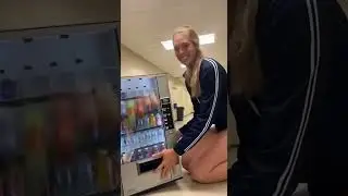 Giant Woman Too Big for Vending Machine 