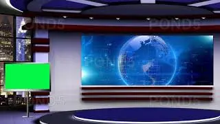 News TV Studio Set 323- Virtual Green Screen Background Loop