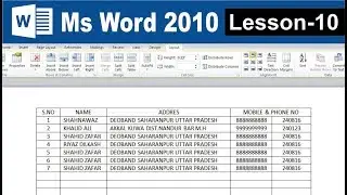 How to create table and Format table in ms word 2010