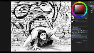 🔴Coloring some street art in a cover for The Nasty #7 (and testing a new stream setup)