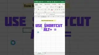 Sum formula shortcut use ALT + =     #youtubeshorts  #excel #exceltutorial #learn #msexcel #shorts