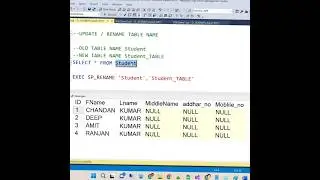 UPDATE RENAME TABLE IN SQL SERVER 