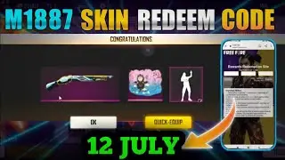 Free Fire Today Redeem Code 12 july -  ff Redeem Codes - Emote M1887 Skin Redeem Code Free Fire