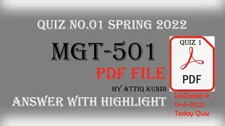 MGT501 Quiz 1 solution by attiq kundi PDF File 15-june-2022 updated || MGT501 Quiz 1 spring 2022