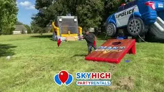 Giant Cornhole Game – Hilarious Oversized Bean Bag Toss Fun! Sky High Party Rentals