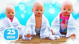 Las aventuras de bebés. Juegos de piscina. Vídeos infantiles con Baby Born Lina