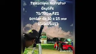 Telescópio Skylife 70/700mm AZ2 + ocular 10 e 25 mm Super Plos + adaptador de celular + IPhone 11