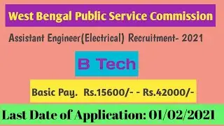 Assistant Engineer recruitment 2021 in  Electrical Engg || Through Public Service Commission ||