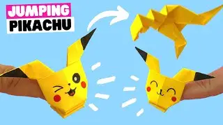 How to make origami jumping PIKACHU EASY, paper Pikachu toy