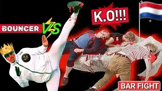 Bouncer VS 3 Dutch Men: Street FIGHT p-1: True Story | Roadhouse style ROUNDHOUSE KO's | AJ