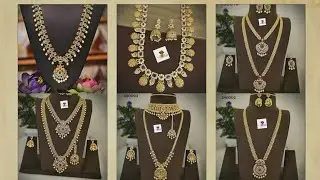 Latest 1 gram gold bridal set with price / one gram gold jewellery collection