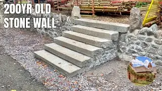 Stone wall and steps restoration