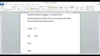 Simplifying Fractions to Lowest Terms
