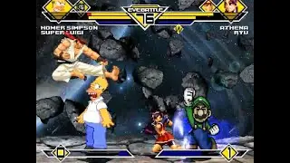 SK MUGEN - Homer Simpson & Super Luigi vs Athena Asamiya & Ryu