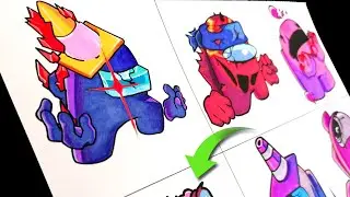 DIBUJO FRIDAY NIGHT FUNKIN' (WTF) 😱 TRIPLE KILL RESTORED VS IMPOSTOR V4 | FNF MOD | Among Us