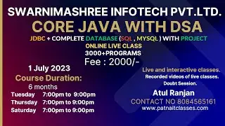 Java complete course online live class.