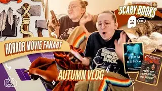 Horror Reading + Drawing Vlog | Getting Into the Autumn Spirit 🍂