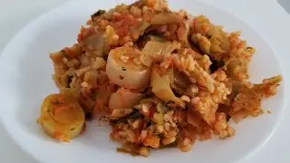 Булгур с луком пореем