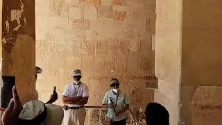 Merira Kwesi at Temple of Hatshepsut explaining the visit to Punt and African women features