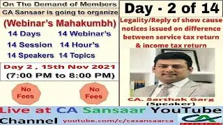 Legality / Reply of Notices issued on difference between I. Tax & S. Tax Returns - Day 2 of 14 Days