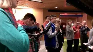 Daniel standing up to the US National Anthem